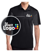 Sport-Tek S/S Side Blocked Micropique Wicking Custom Golf Shirt, color: Black/Iron Grey