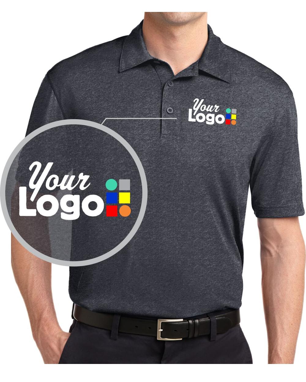 Sport-Tek S/S Heather Contender Custom Golf Shirt, color: Graphite Heather