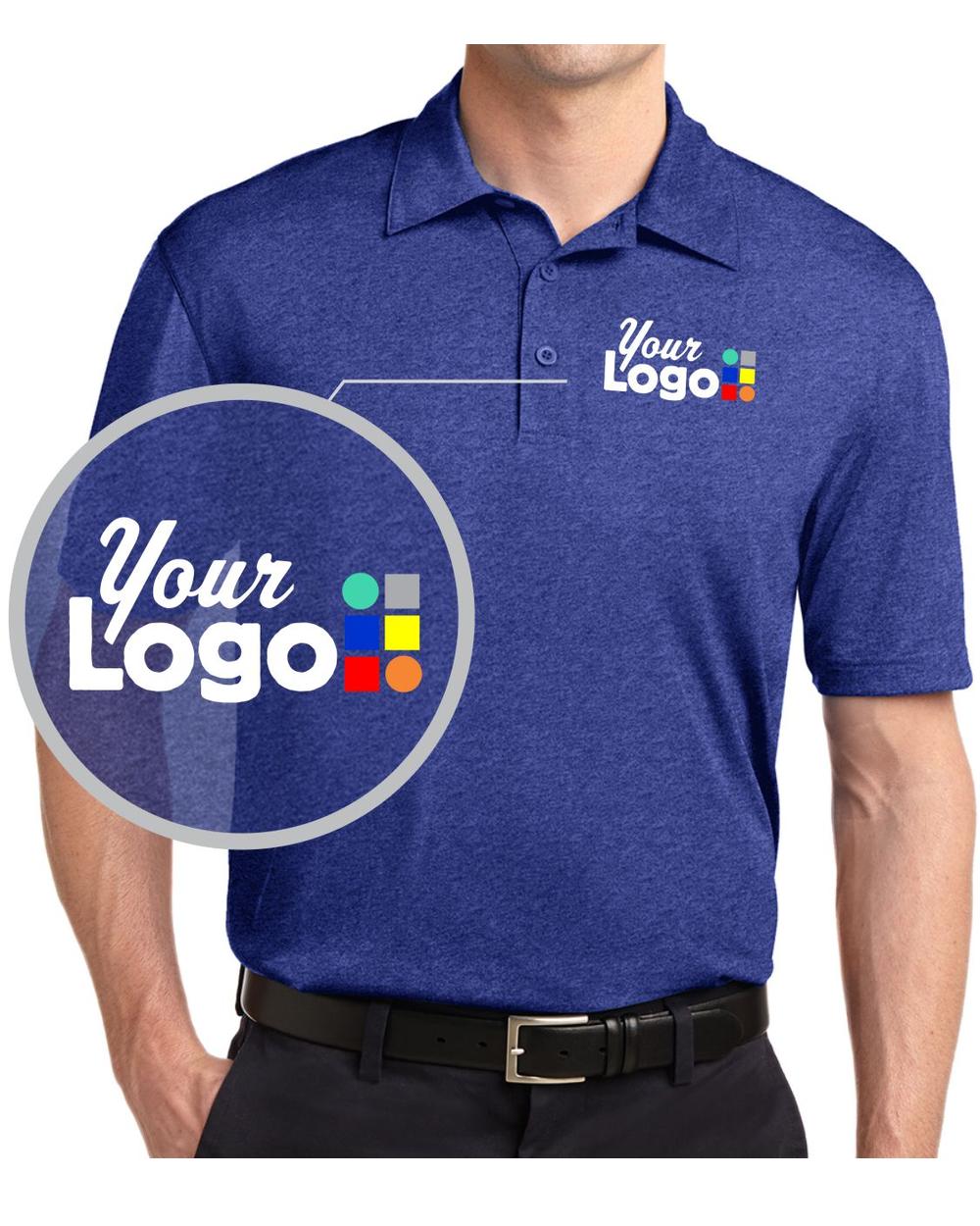 Sport-Tek S/S Heather Contender Custom Golf Shirt, color: Cobalt Heather