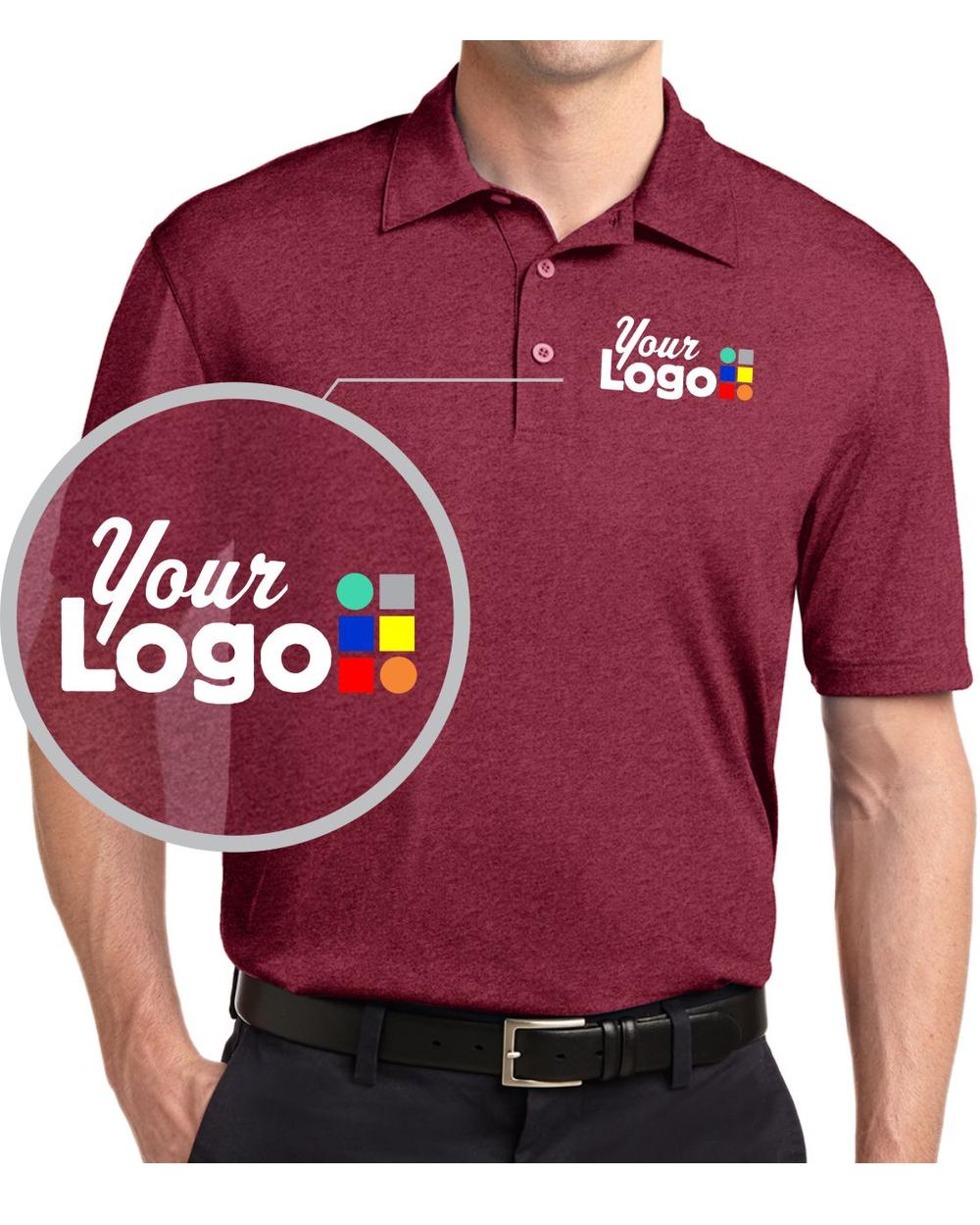 Sport-Tek S/S Heather Contender Custom Golf Shirt, color: Cardinal Heather