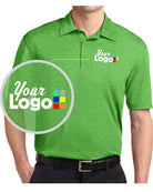 Sport-Tek S/S Heather Contender Custom Golf Shirt, color: Turf Green Heather