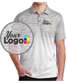 Sport-Tek S/S Ombre Heather Custom Golf Shirt, color: White/Graphite
