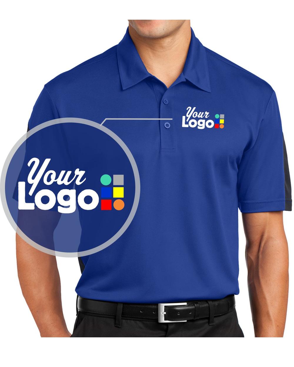 Sport-Tek S/S PosiCharge Active Textured ColorBlock Custom Golf Shirt, color: True Royal/Grey