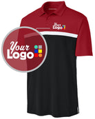 Sport-Tek S/S UV Micropique ColorBlock Custom Golf Shirt, color: Deep Red/Black/White
