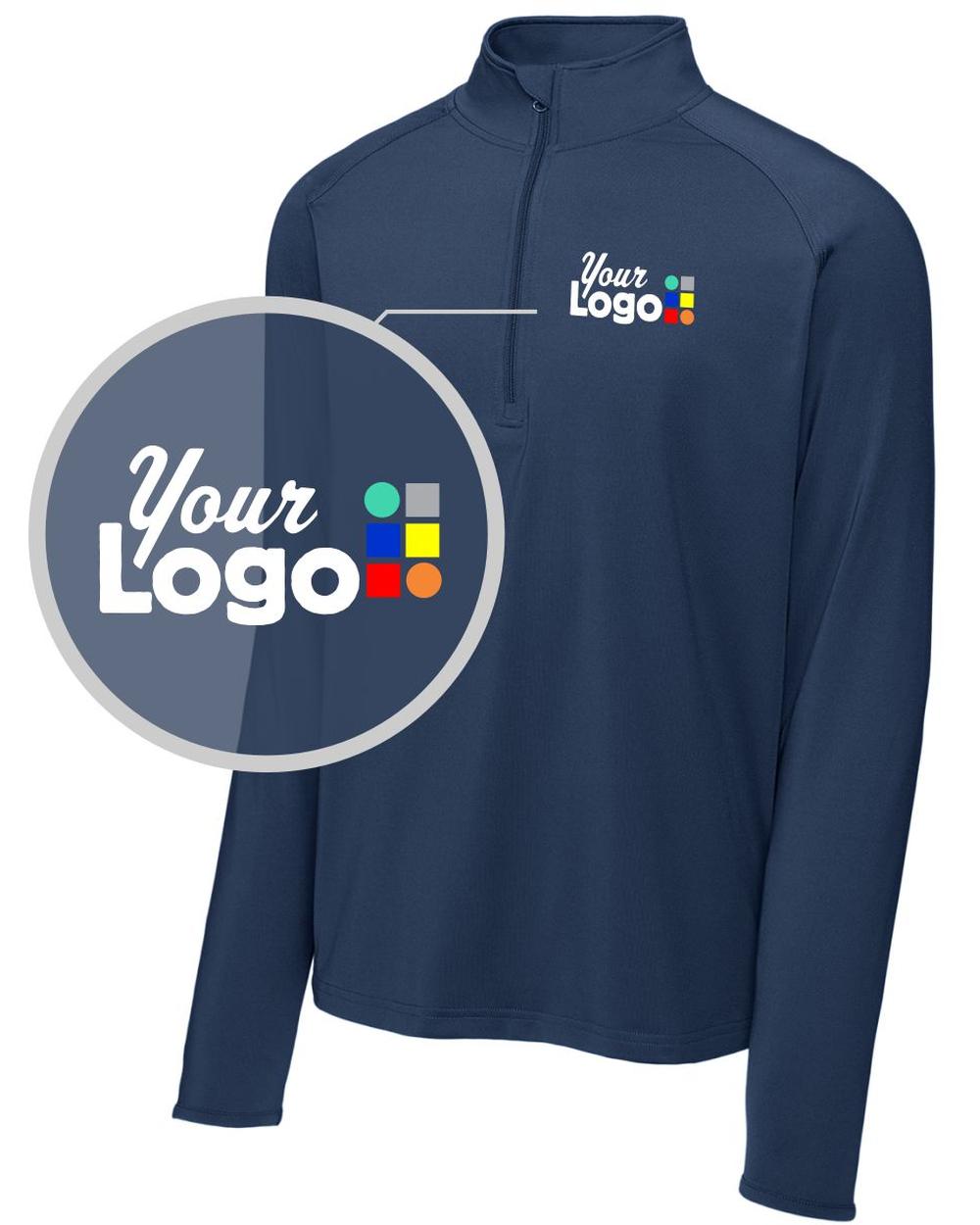 Sport-Tek Sport-Wick Stretch 1/4 Zip Custom Pullover, color: True Navy
