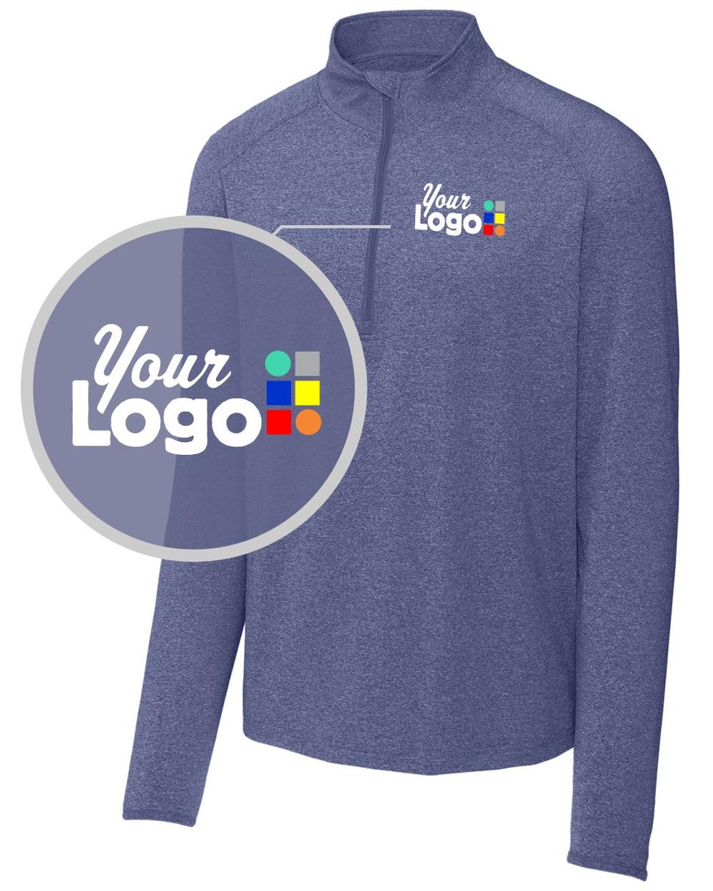 Sport-Tek Sport-Wick Stretch 1/4 Zip Custom Pullover, color: True Navy Heather