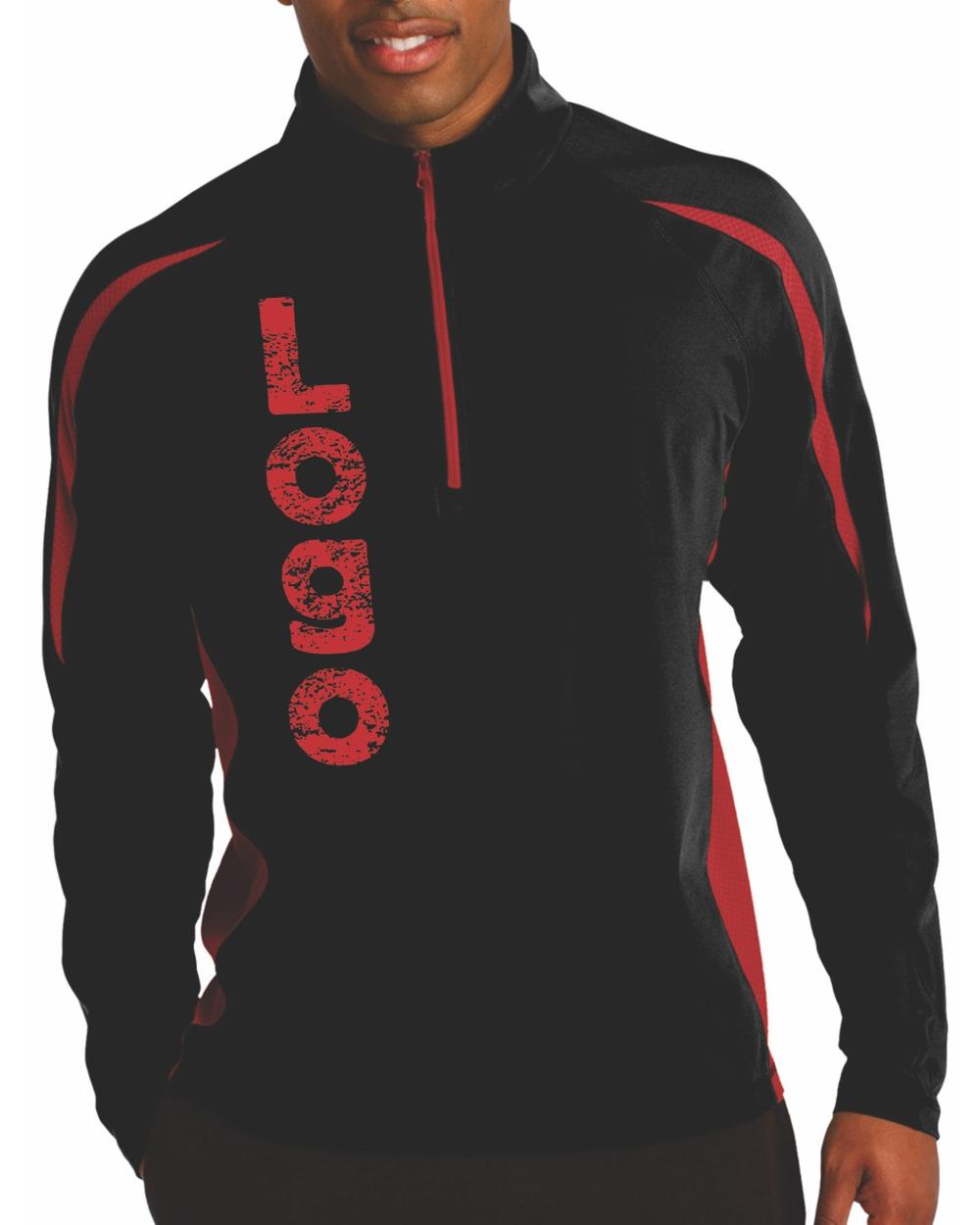 Sport-Tek ColorBlock Custom Pullover, color: Black/True Red