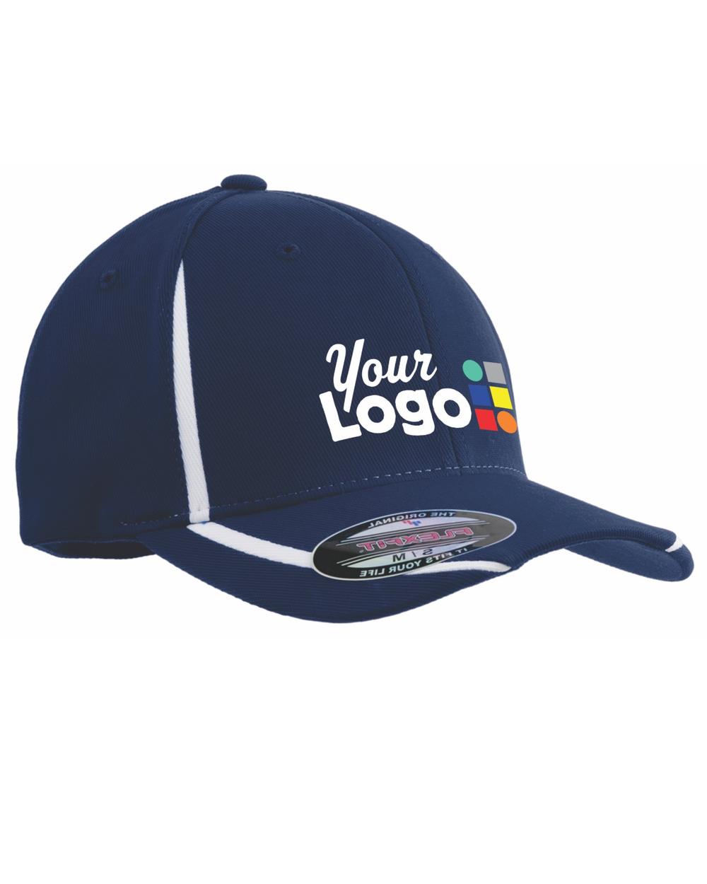 Sport-Tek Performance ColorBlock Custom Cap, color: True Navy/White