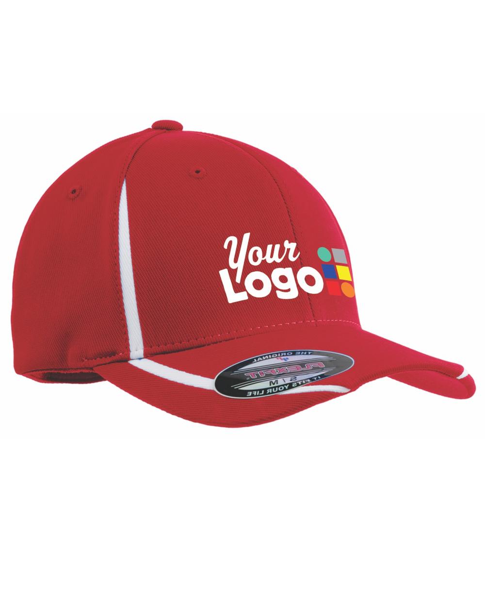 Sport-Tek Performance ColorBlock Custom Cap, color: True Red/White