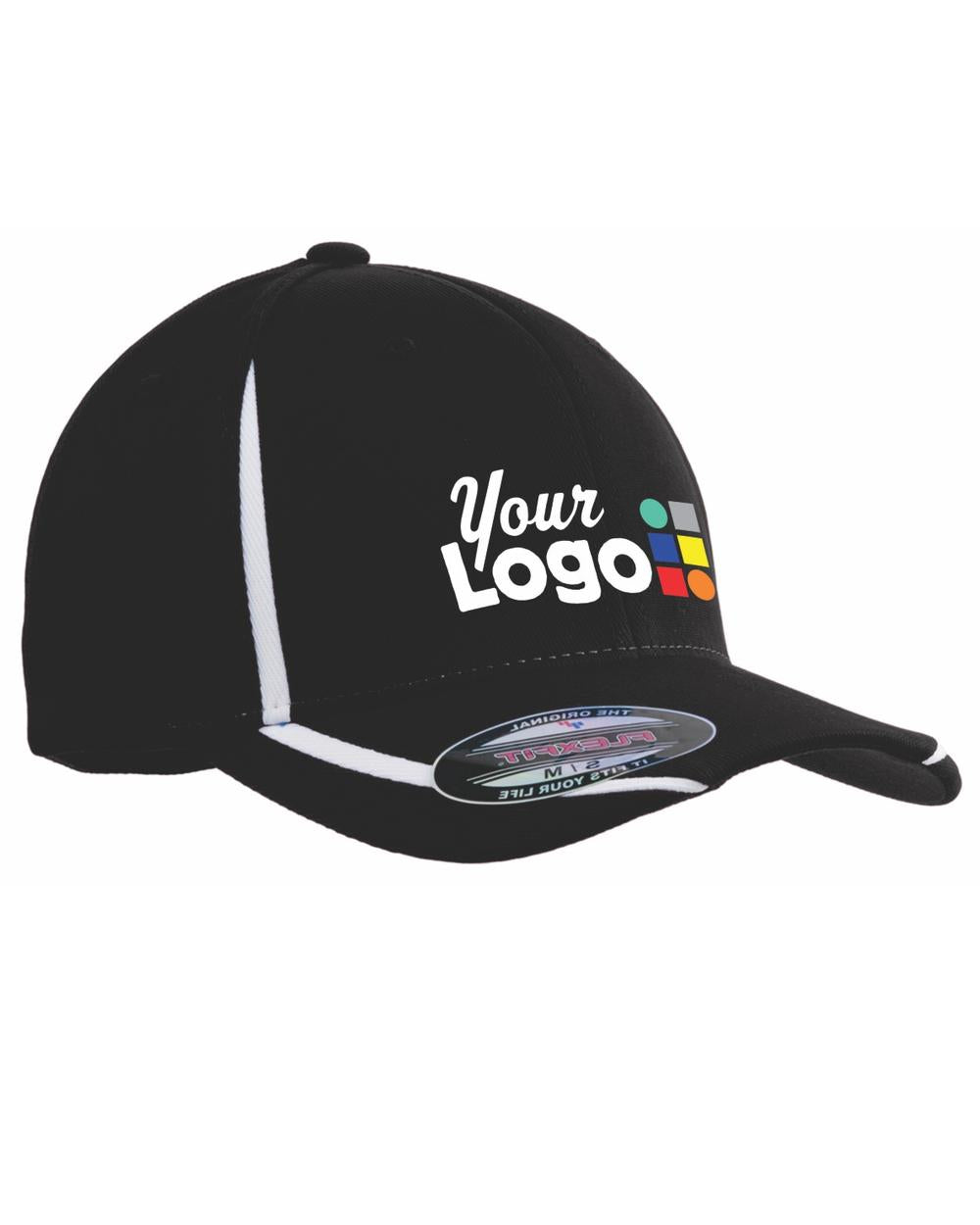 Sport-Tek Performance ColorBlock Custom Cap, color: Black/White