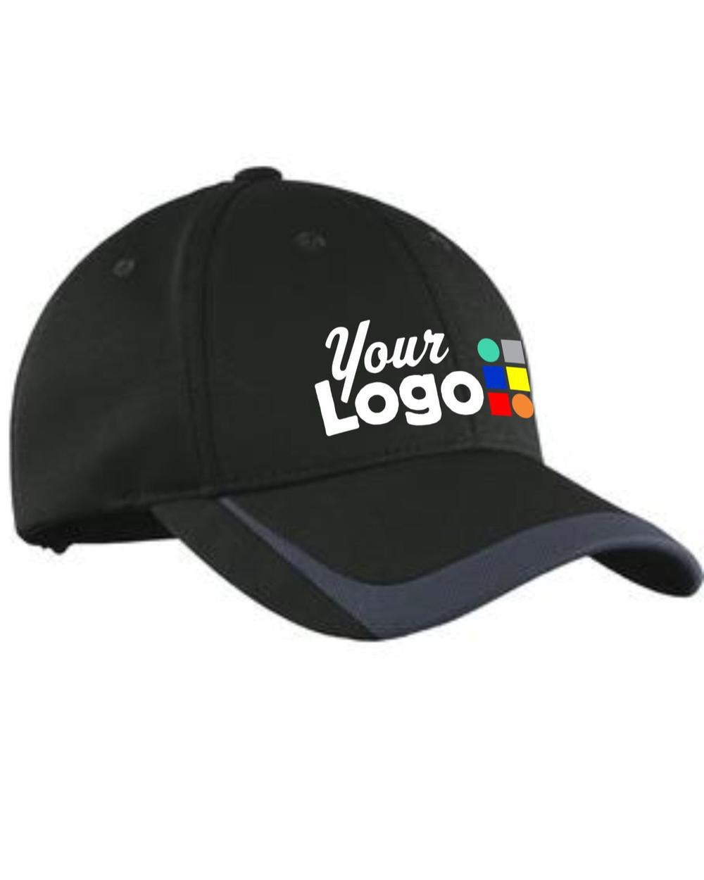 Sport-Tek Pique ColorBlock Custom Cap, color: Black/Graphite