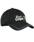 Sport-Tek Pique ColorBlock Custom Cap, color: Black/Graphite