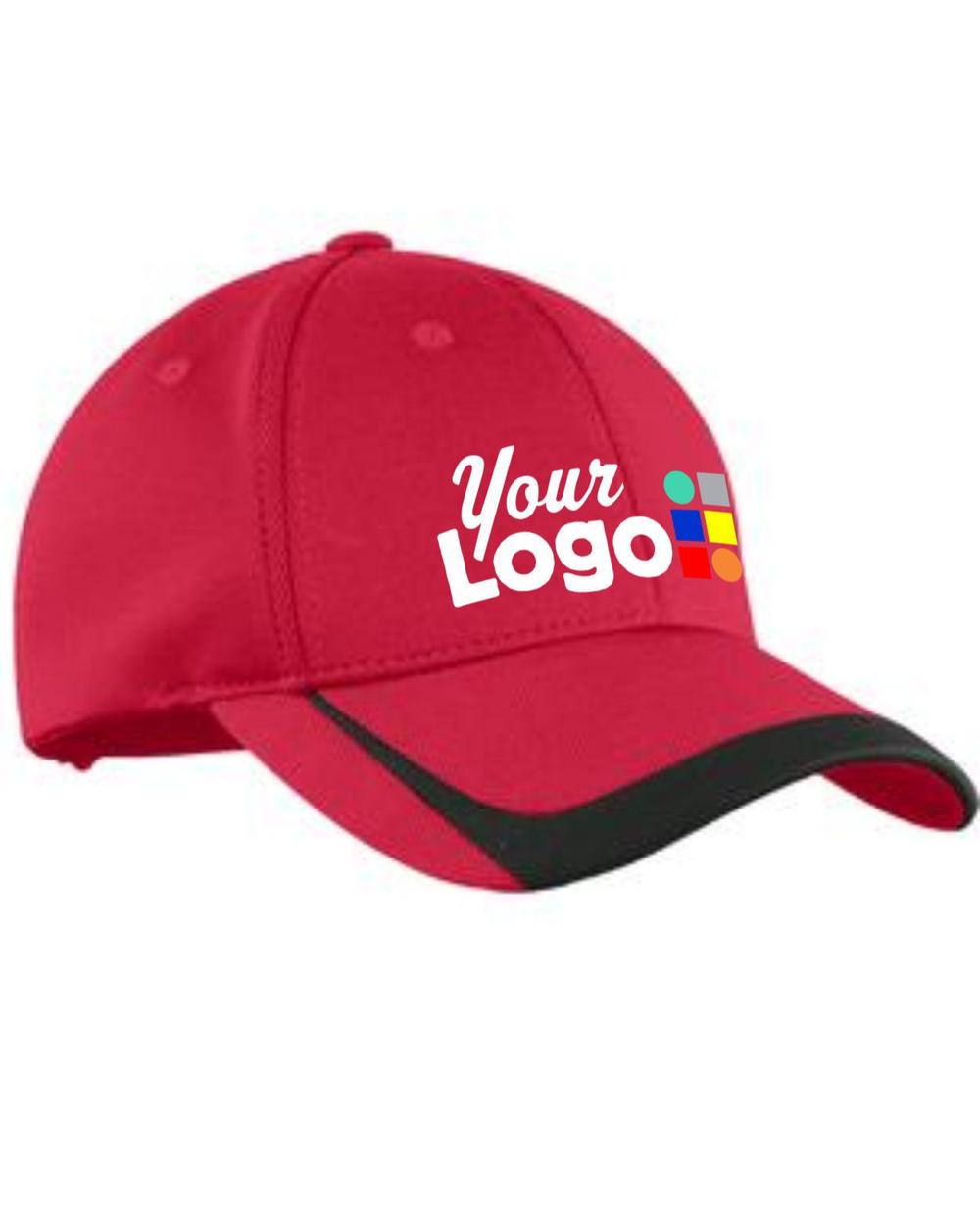 Sport-Tek Pique ColorBlock Custom Cap, color: True Red/Black