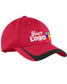 Sport-Tek Pique ColorBlock Custom Cap, color: True Red/Black