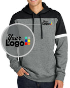 Sport-Tek Drive Fleece ColorBlock Custom Hoodie, color: Black/Vintage Heather
