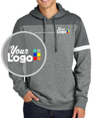 Sport-Tek Drive Fleece ColorBlock Custom Hoodie, color: Dark Smoke Grey/Vintage Heather