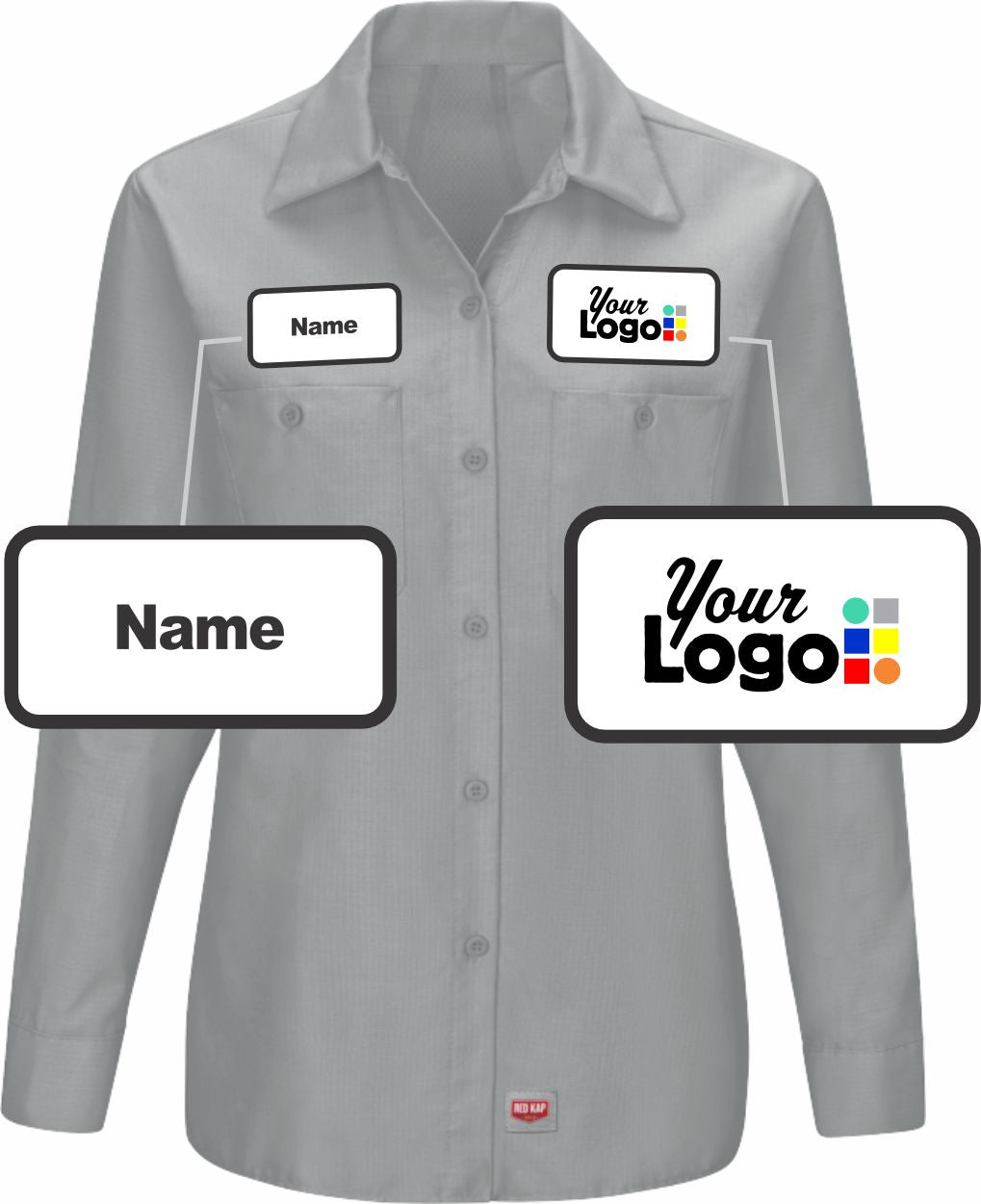 RedKap L/S MIMIX for Her Custom Work Shirt, color: Grey