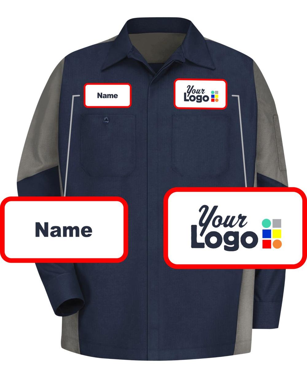RedKap L/S L/S Crew Custom Work Shirt, color: Navy/Grey