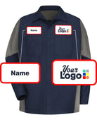 RedKap L/S Crew Custom Work Shirt, color: Navy/Grey