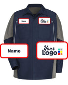 RedKap L/S Crew Custom Work Shirt, color: Navy/Grey