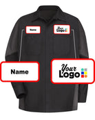 RedKap L/S Crew Custom Work Shirt, color: Black/Charcoal