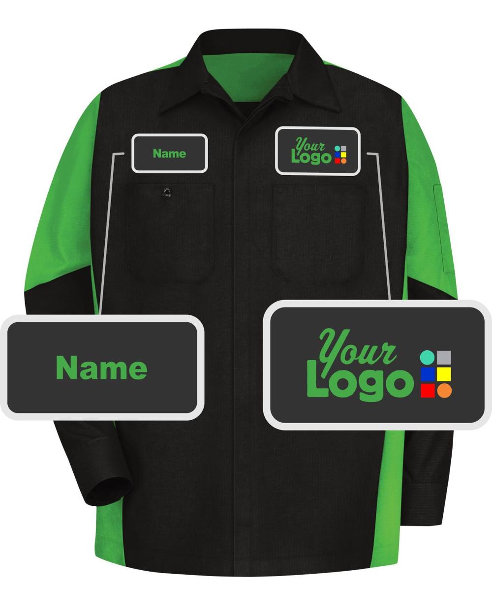 RedKap L/S L/S Crew Custom Work Shirt, color: Black/Lime