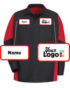 RedKap L/S Crew Custom Work Shirt, color: Black/Red