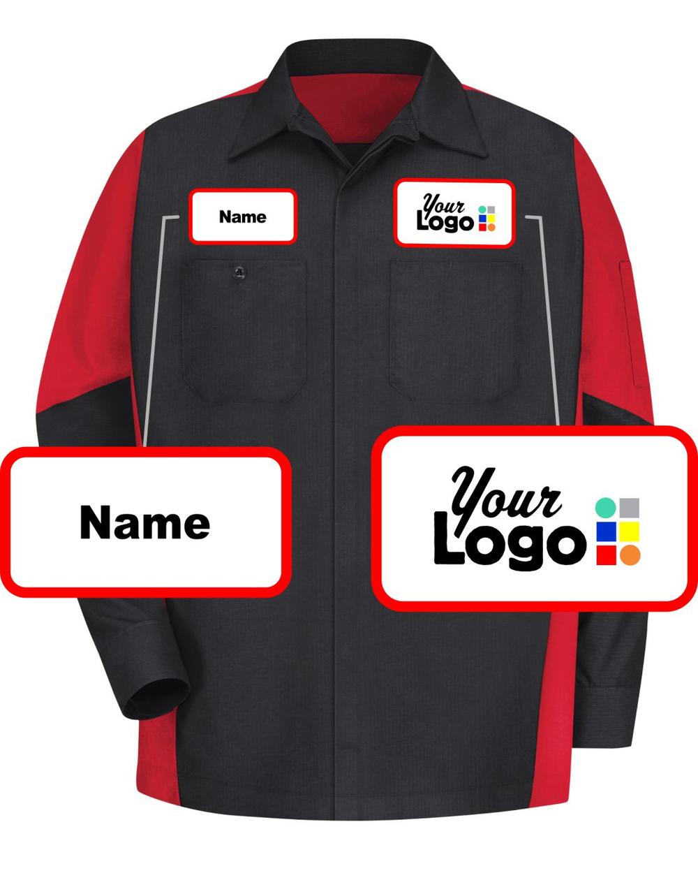RedKap L/S L/S Crew Custom Work Shirt, color: Black/Red