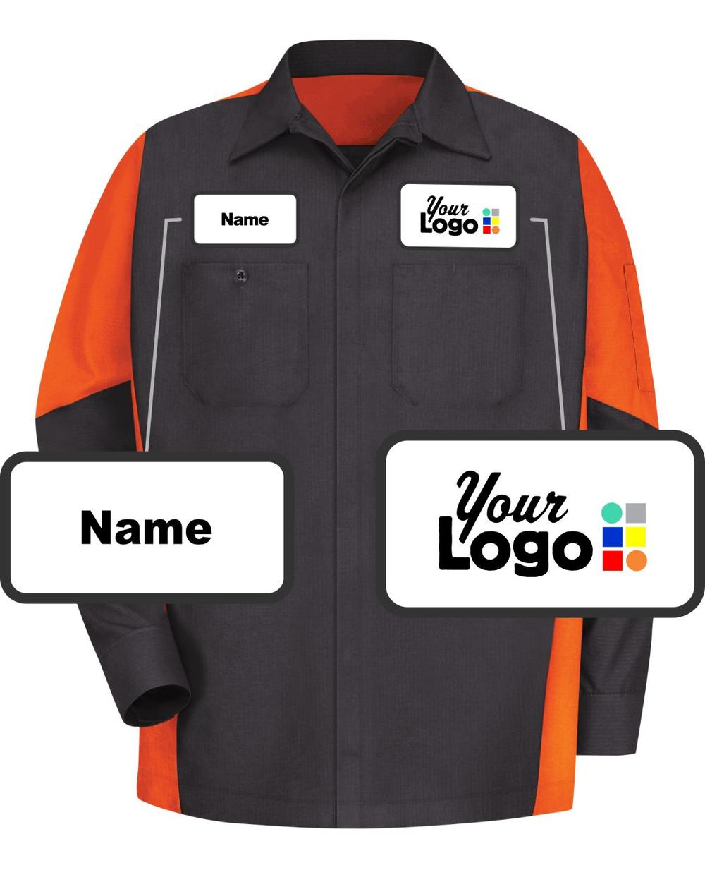 RedKap L/S L/S Crew Custom Work Shirt, color: Charcoal/Orange