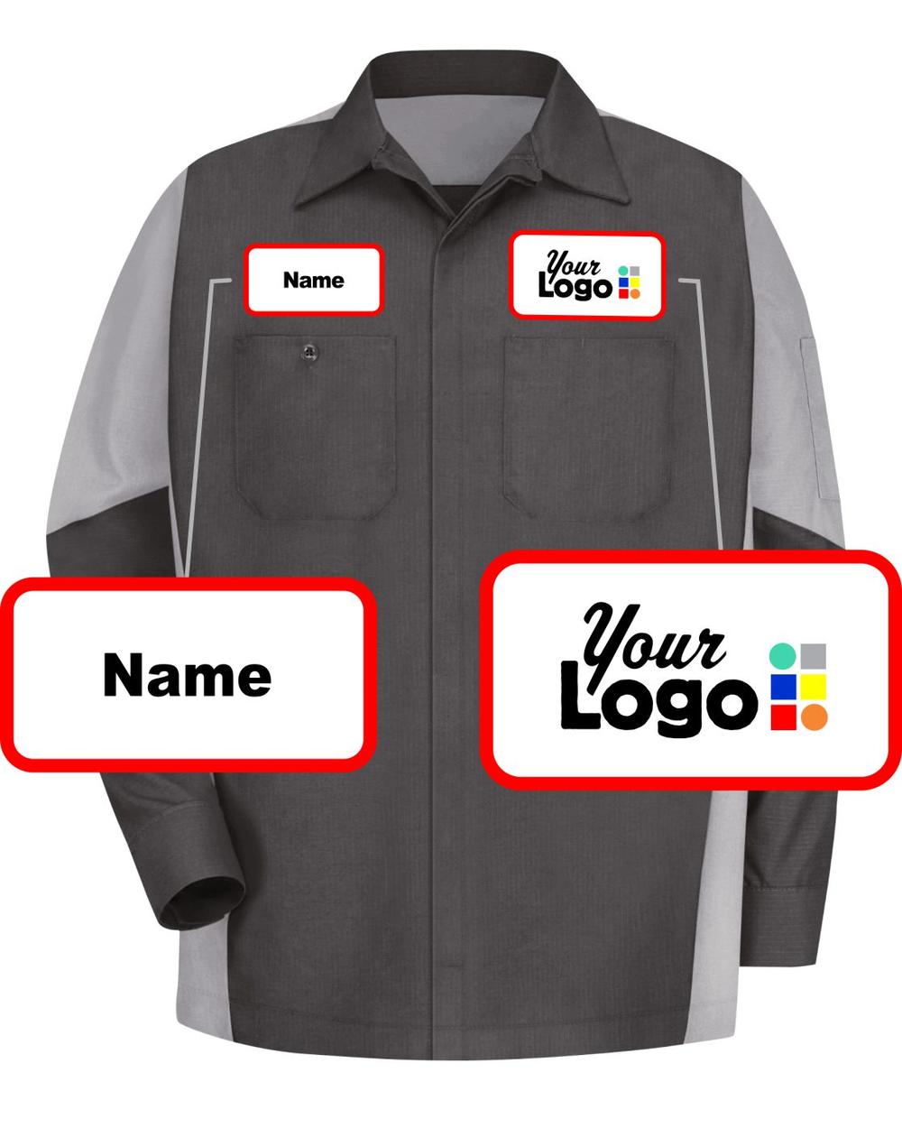 RedKap L/S L/S Crew Custom Work Shirt, color: Charcoal/Light Grey