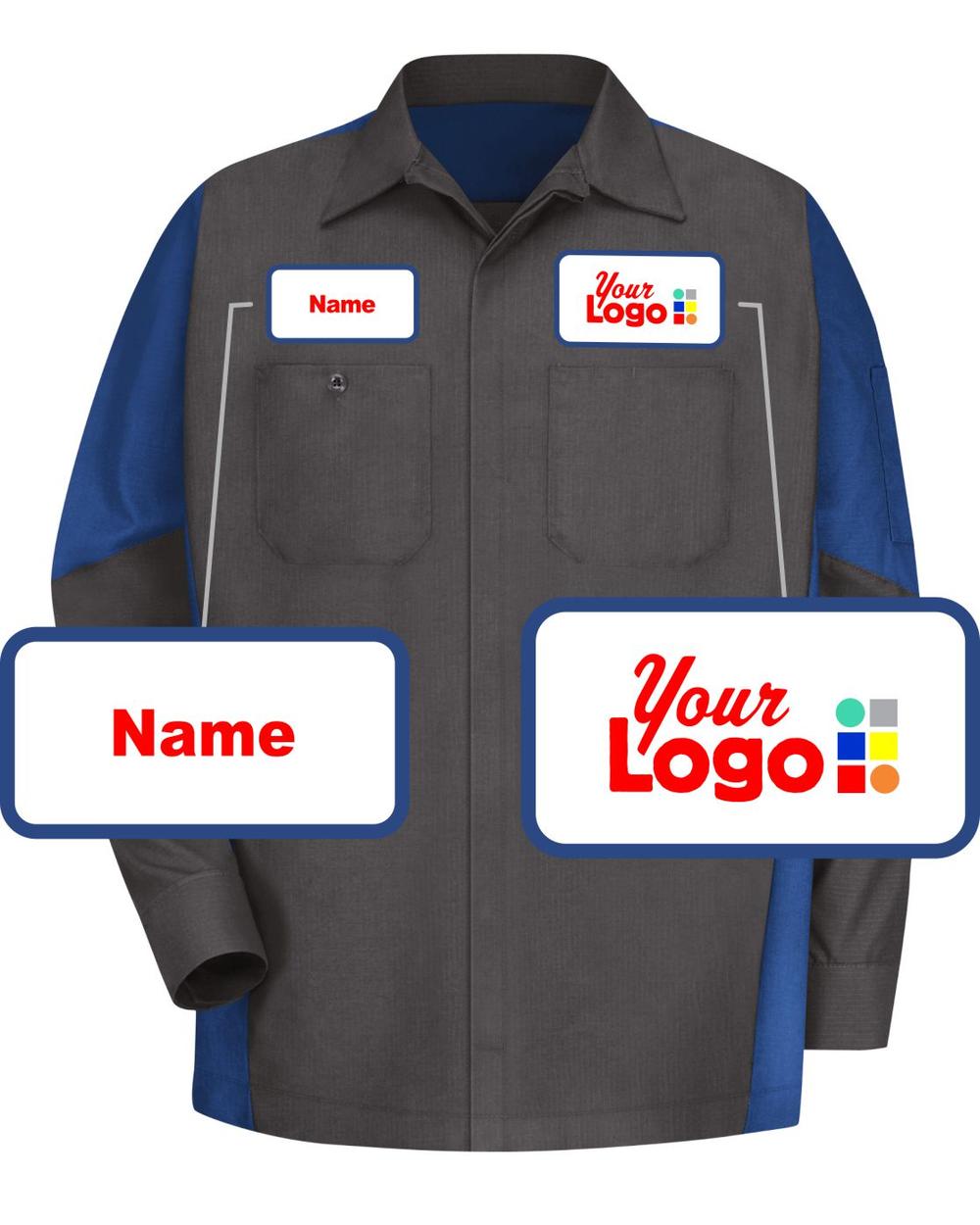 RedKap L/S L/S Crew Custom Work Shirt, color: Charcoal/Royal Blue