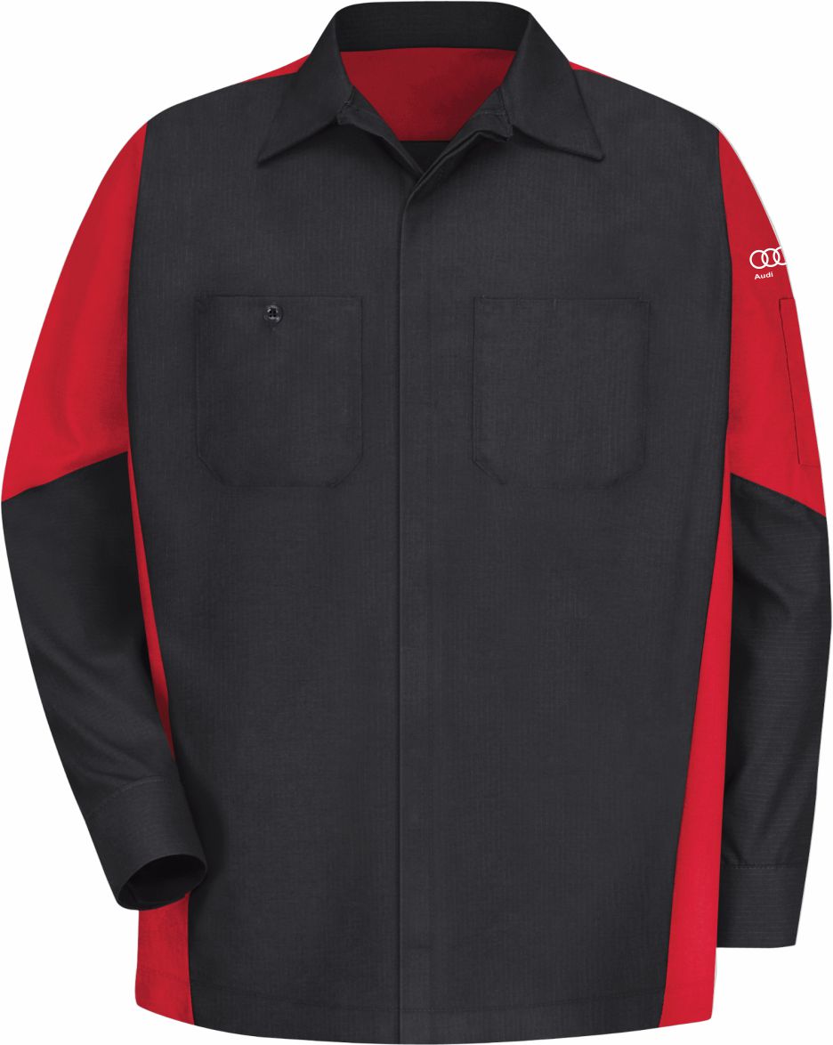 RedKap L/S Audi Tech Automotive Shirt, color: Black/Red