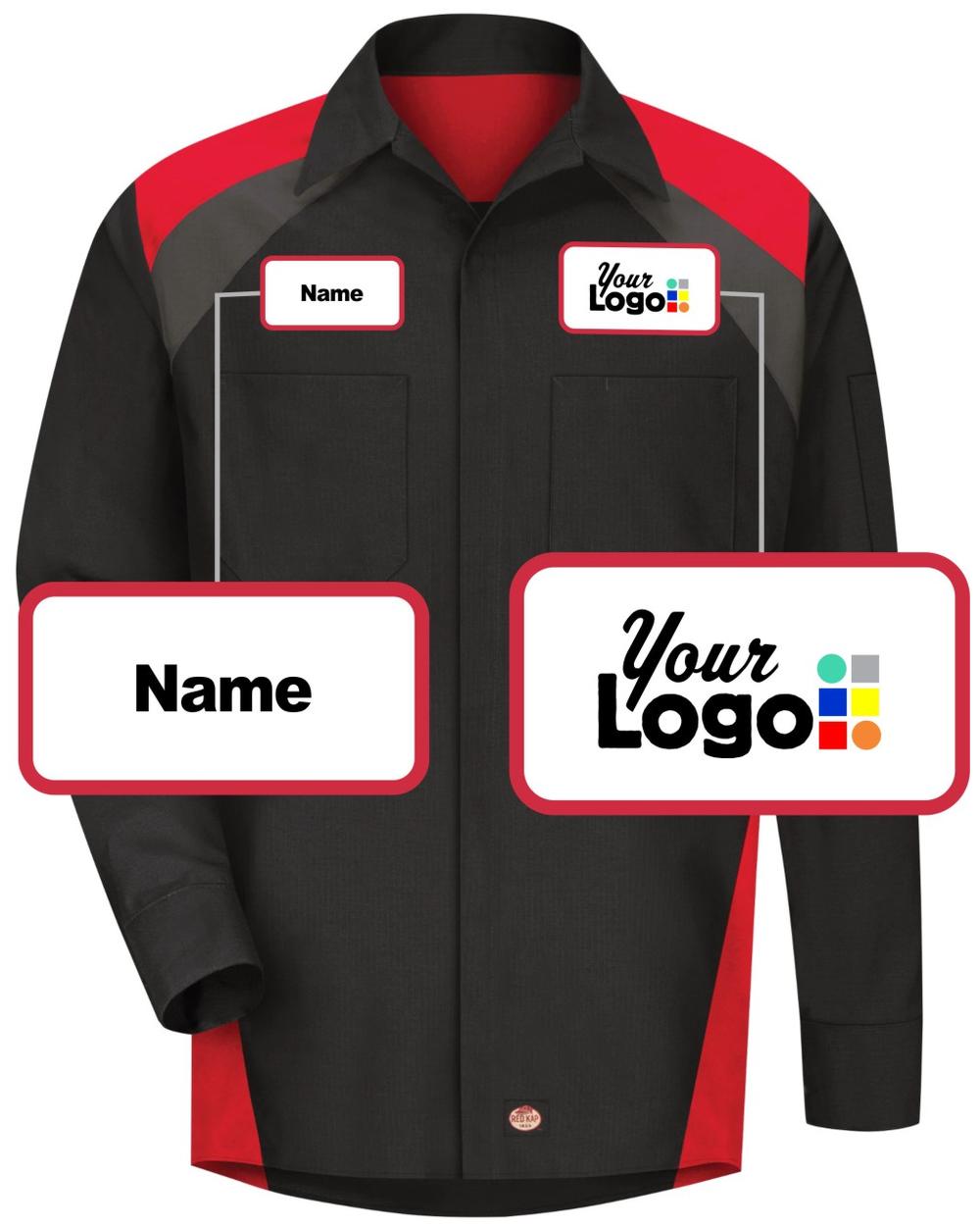 RedKap L/S Tri-Color Shop Custom Work Shirt, color: Black/Red