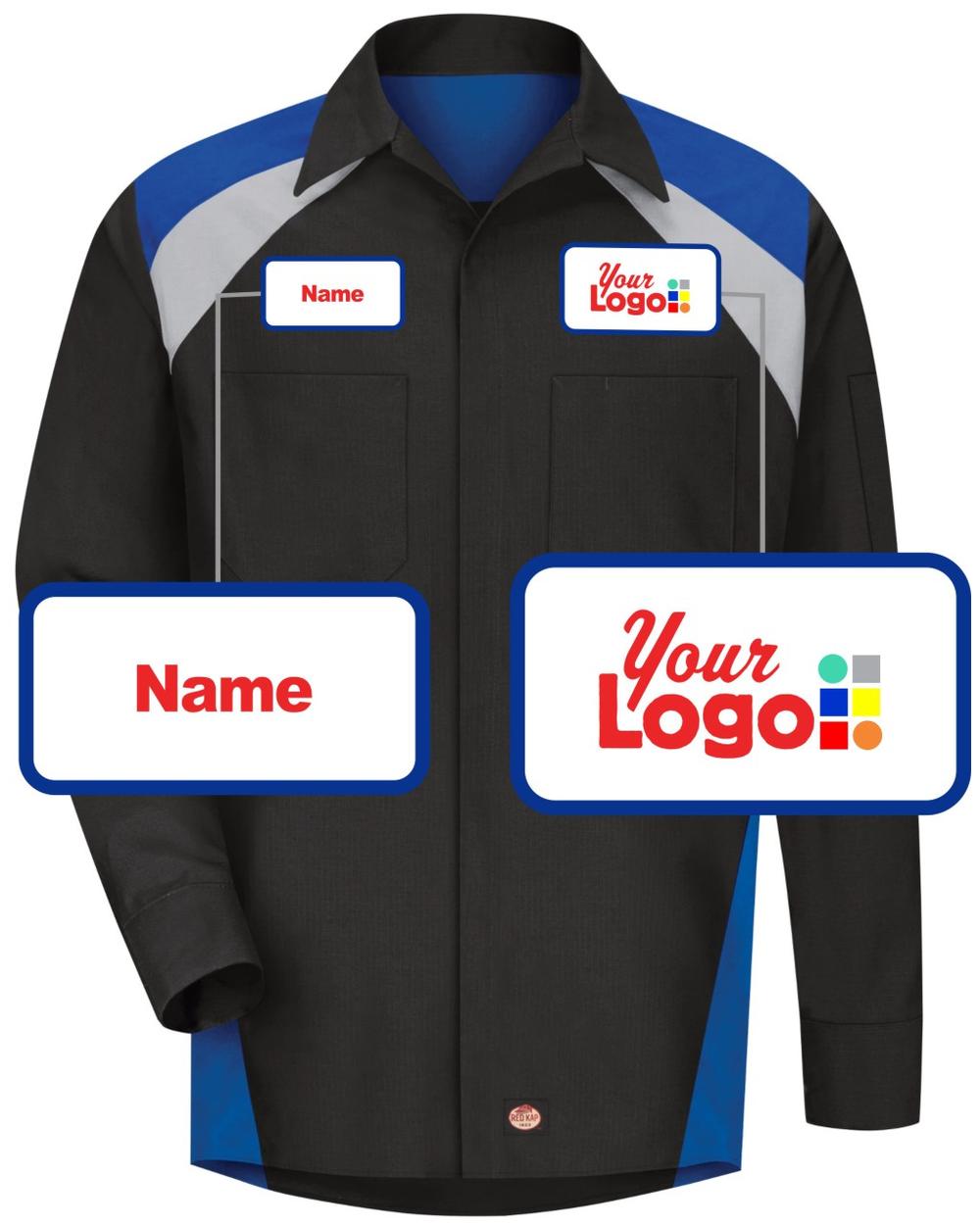 RedKap L/S Tri-Color Shop Custom Work Shirt, color: Black/Royal