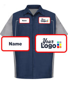 RedKap S/S Crew Custom Work Shirt, color: Navy/Grey