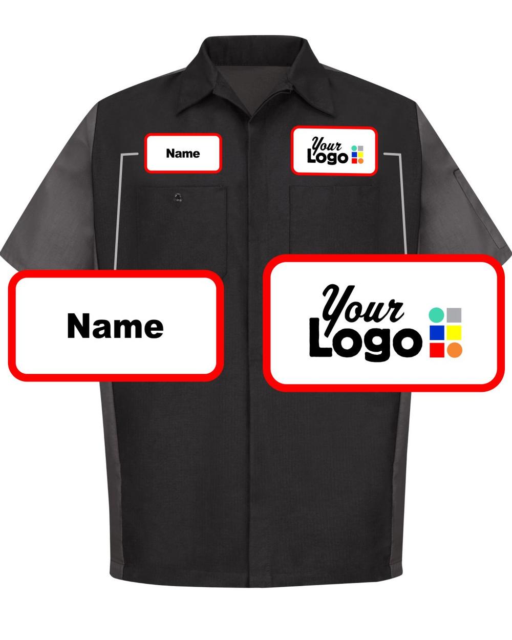 RedKap S/S Crew Custom Work Shirt, color: Black/Charcoal