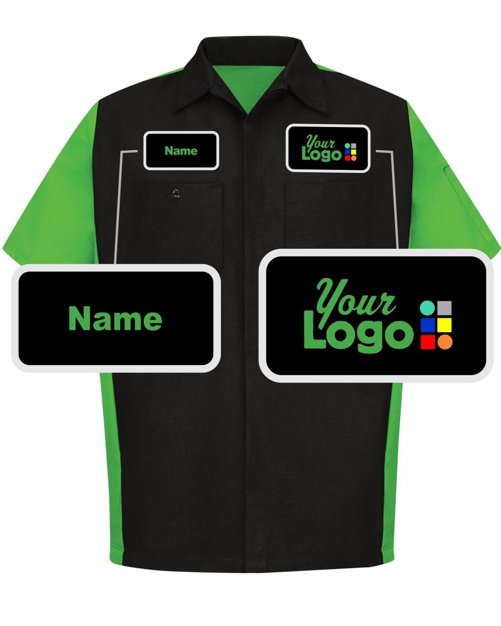 RedKap S/S Crew Custom Work Shirt, color: Black/Lime