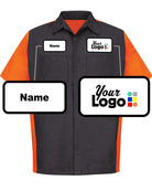 RedKap S/S Crew Custom Work Shirt, color: Charcoal/Orange