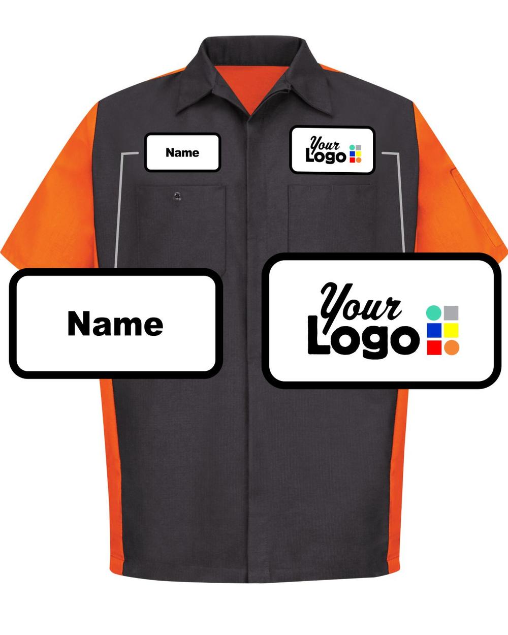 RedKap S/S S/S Crew Custom Work Shirt, color: Charcoal/Orange