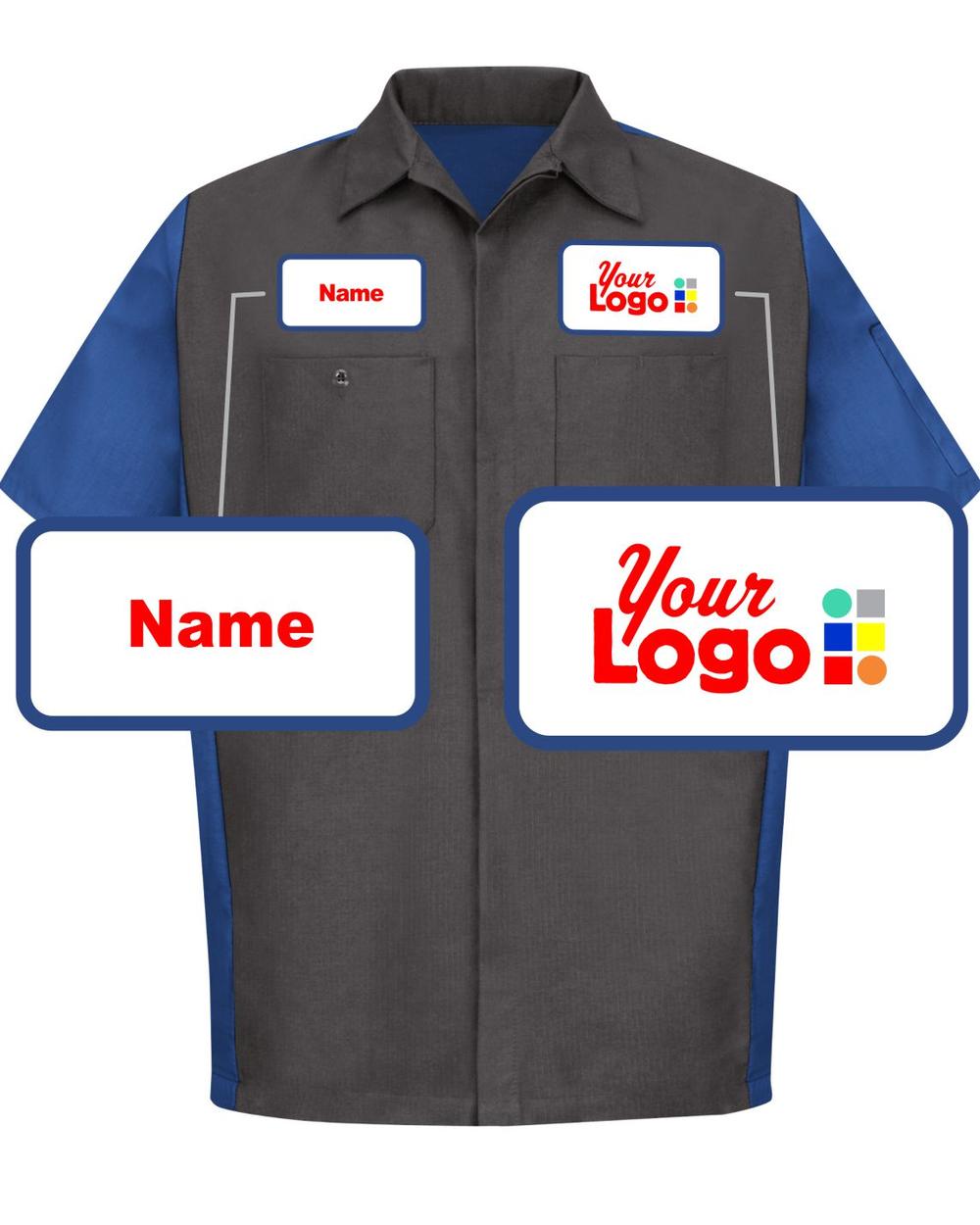 RedKap S/S Crew Custom Work Shirt, color: Charcoal/Royal Blue