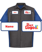 RedKap S/S Crew Custom Work Shirt, color: Charcoal/Royal Blue