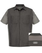 RedKap S/S Audi Tech Automotive Shirt, color: Charcoal/Light Grey