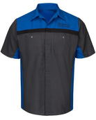 RedKap S/S Subaru Technician Automotive Shirt, color: Royal Blue/Charcoal With Black Striping
