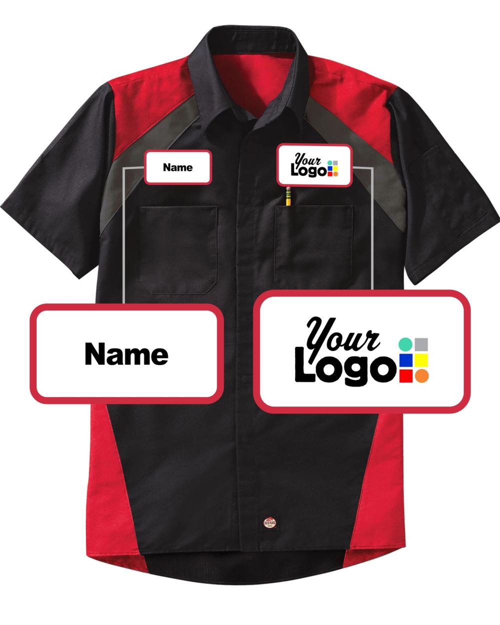 RedKap S/S Tri-Color Shop Custom Work Shirt, color: Black/Red