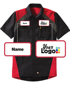 RedKap S/S Tri-Color Shop Custom Work Shirt, color: Black/Red
