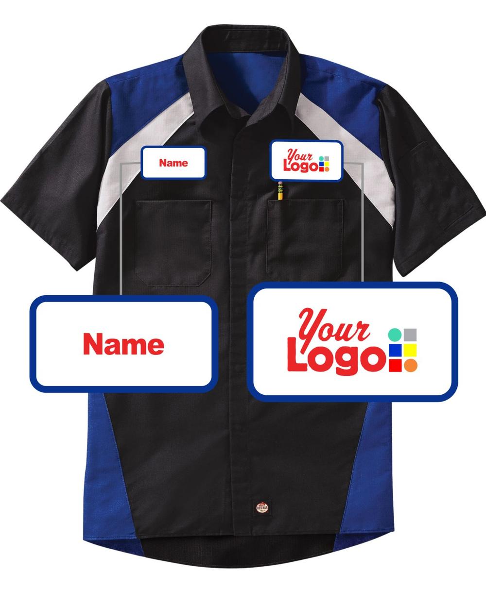 RedKap S/S Tri-Color Shop Custom Work Shirt, color: Black/Royal