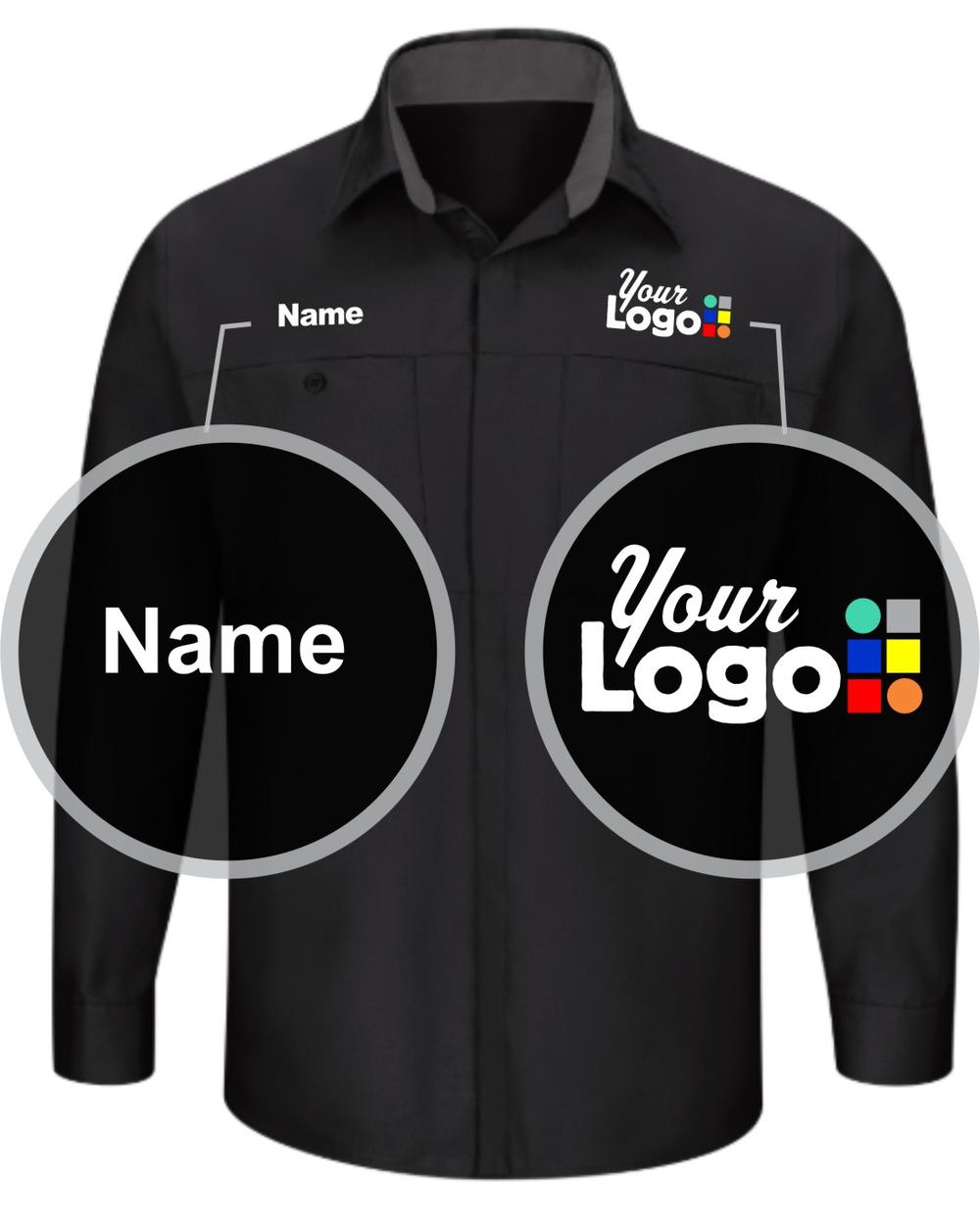 RedKap L/S L/S Performance Plus Custom Work Shirt, color: Black/Charcoal