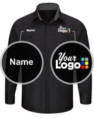 RedKap L/S Performance Plus Custom Work Shirt, color: Black/Charcoal