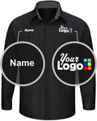 RedKap L/S Performance Plus Custom Work Shirt, color: Black/Charcoal