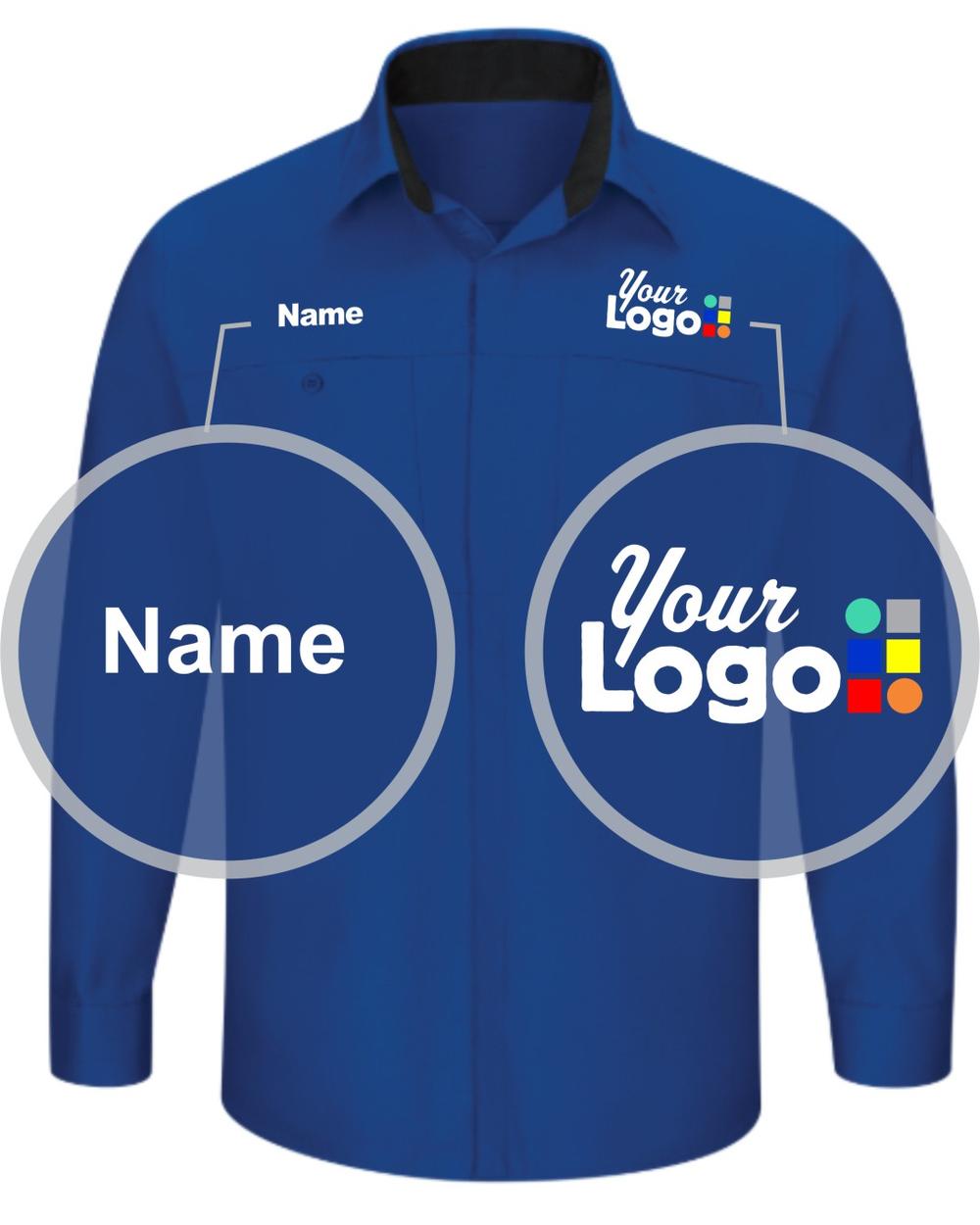 RedKap L/S L/S Performance Plus Custom Work Shirt, color: Royal/Black